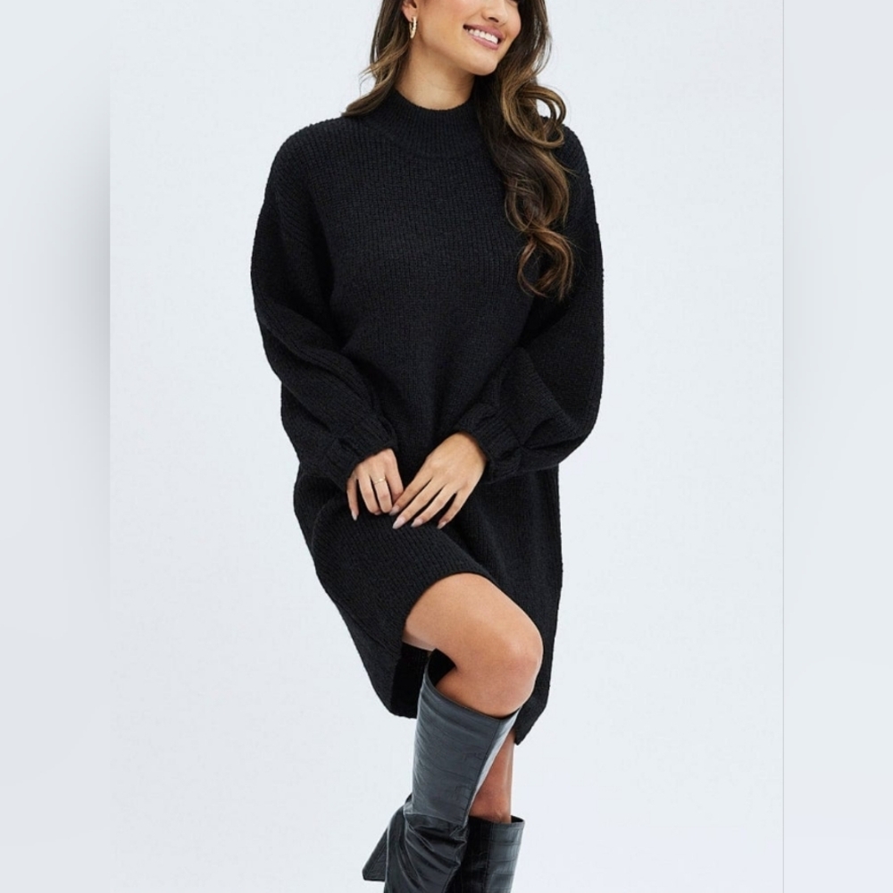 Elements Black Knit Sweater Dress